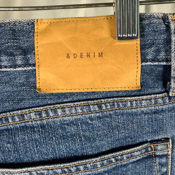 H&M &Denim Slim Straight Jeans Blue Stretch Mid Rise Size 32 Women’s Button Fly - Picture 4 of 15